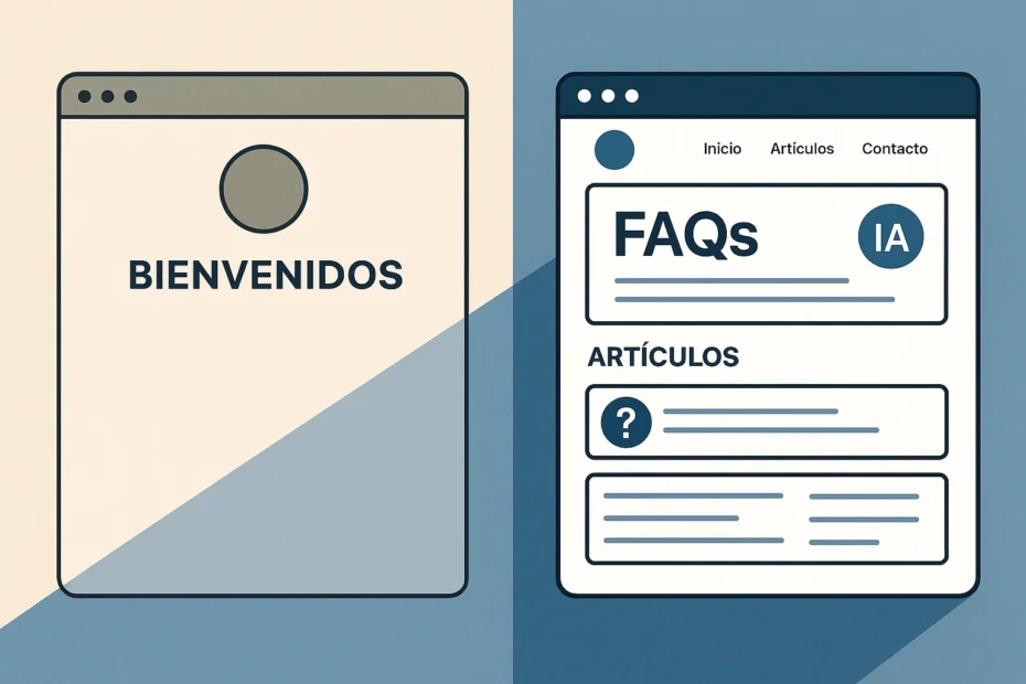 Comparación entre web genérica y web con FAQs optimizadas para IA
