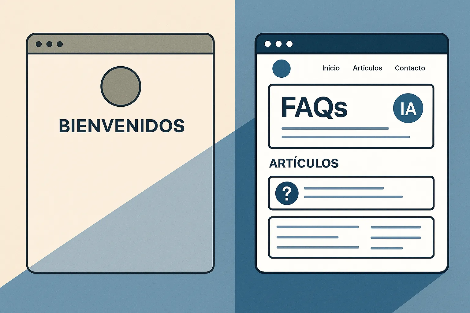 Comparación entre web genérica y web con FAQs optimizadas para IA