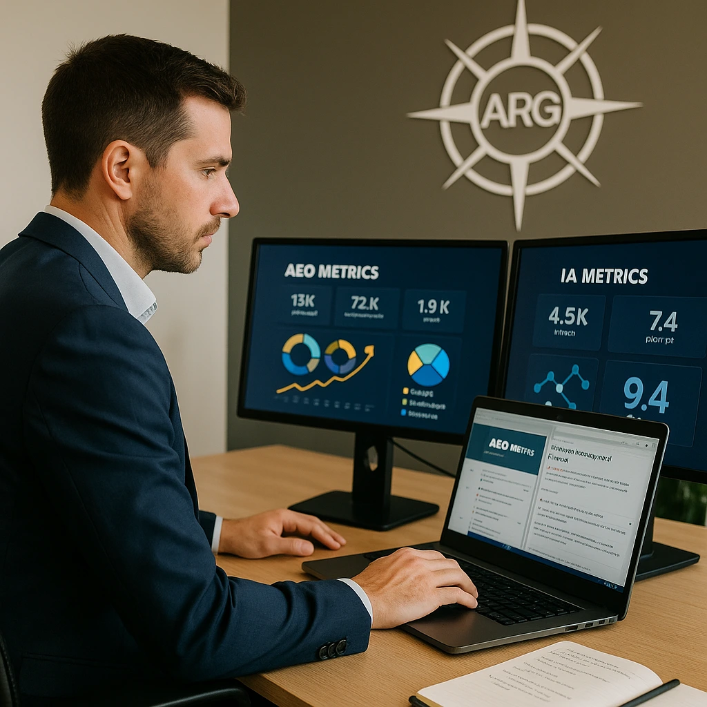 Consultor de ARG aplicando estrategia AEO en entorno corporativo.