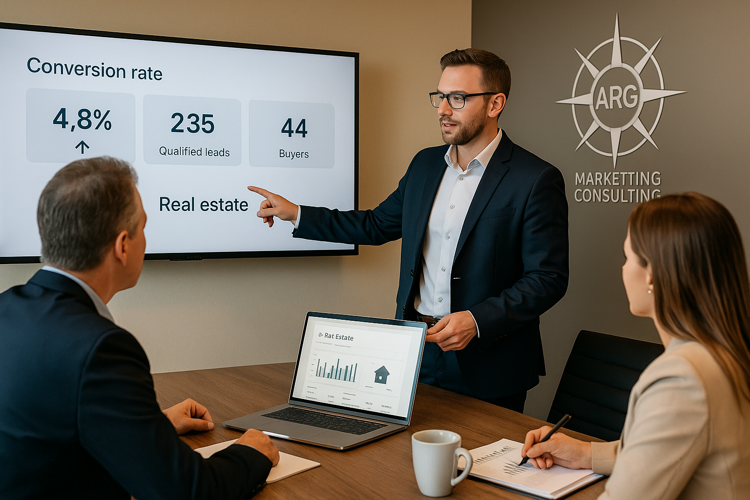 Agente inmobiliario usando inteligencia artificial para analizar leads