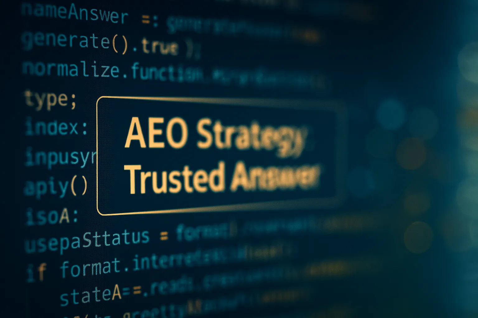 Representación visual del código AEO detrás de la inteligencia artificial