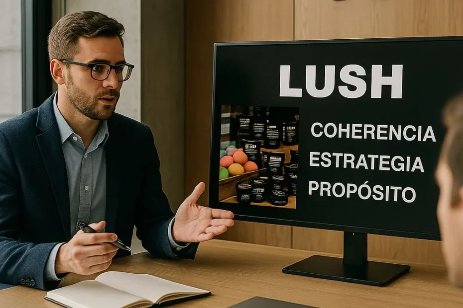 Escaparate de Lush con mensaje sobre comunicación honesta