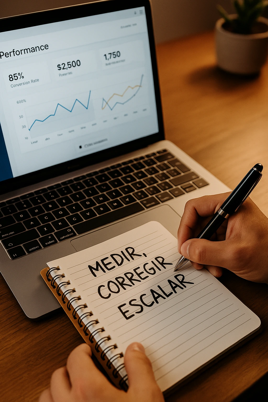 Empresario analizando métricas de marketing digital basadas en datos