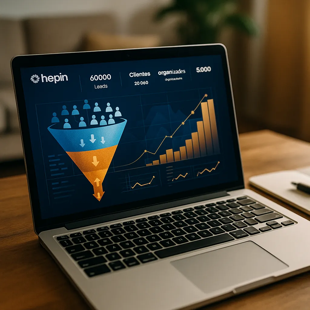 Dashboard digital con métricas de captación de leads en marketing
