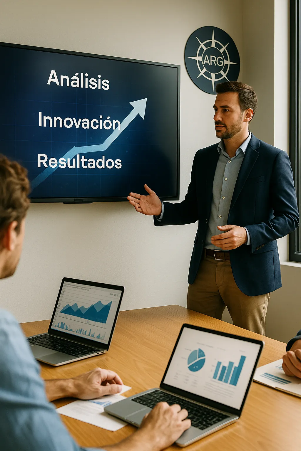 Consultor de ARG explicando estrategia de innovación y resultados