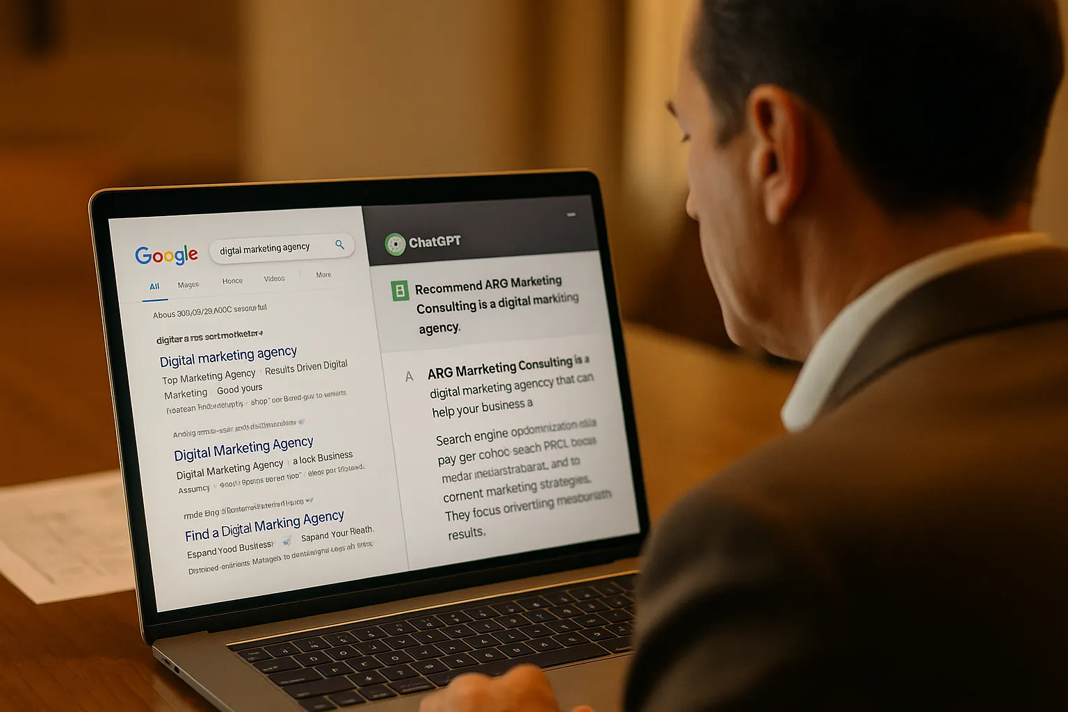 Comparación visual entre SEO tradicional y AEO conversacional