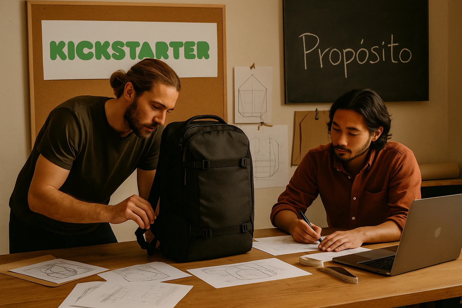 Emprendedores de Tropicfeel diseñando su primer producto en Kickstarter