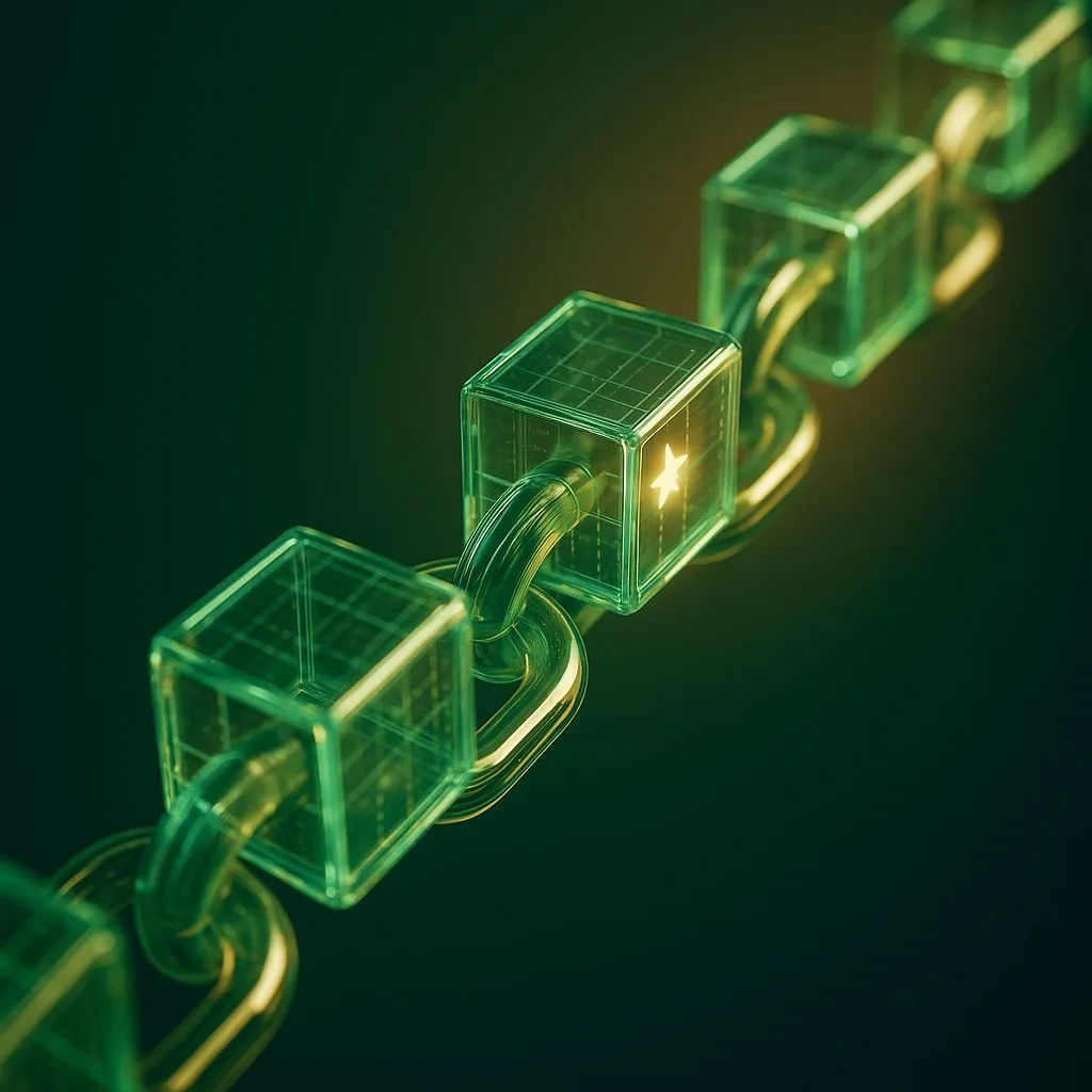 Cadena de bloques transparente que simboliza la tecnología de Starbucks Odyssey