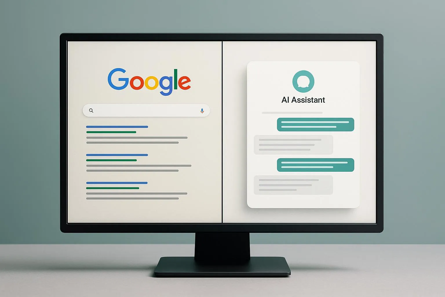 Comparativa entre resultados de búsqueda tradicionales y respuestas de IA